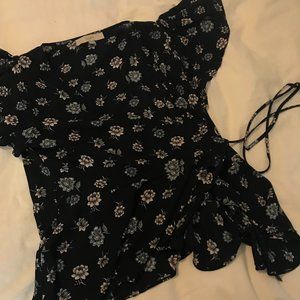 Loft Floral Wrap Shirt